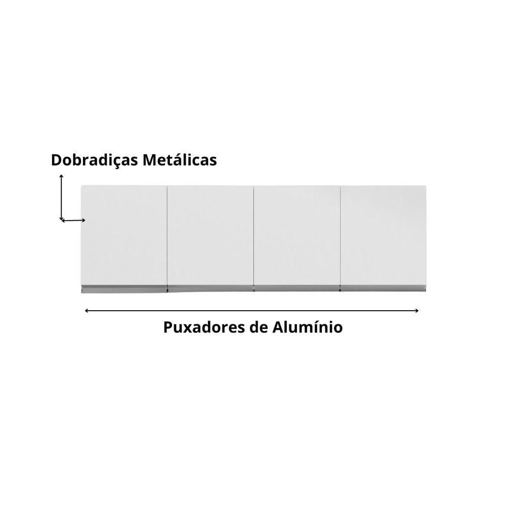 Miniatura Armário Aéreo Branco Suspenso P- Cozinha Andreia 150cm C- 4 Portas - Ajl Móveis