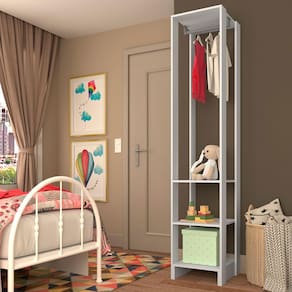 Miniatura Armário Closet Nova Mobile Slim Yes com 3 Prateleiras e Cabideiro Branco