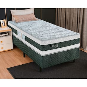 Miniatura Cama Box de Solteiro Biflex Turquia com Molas Ensacadas e Pillow Inn 69x88x188cm - Branco/Grafite