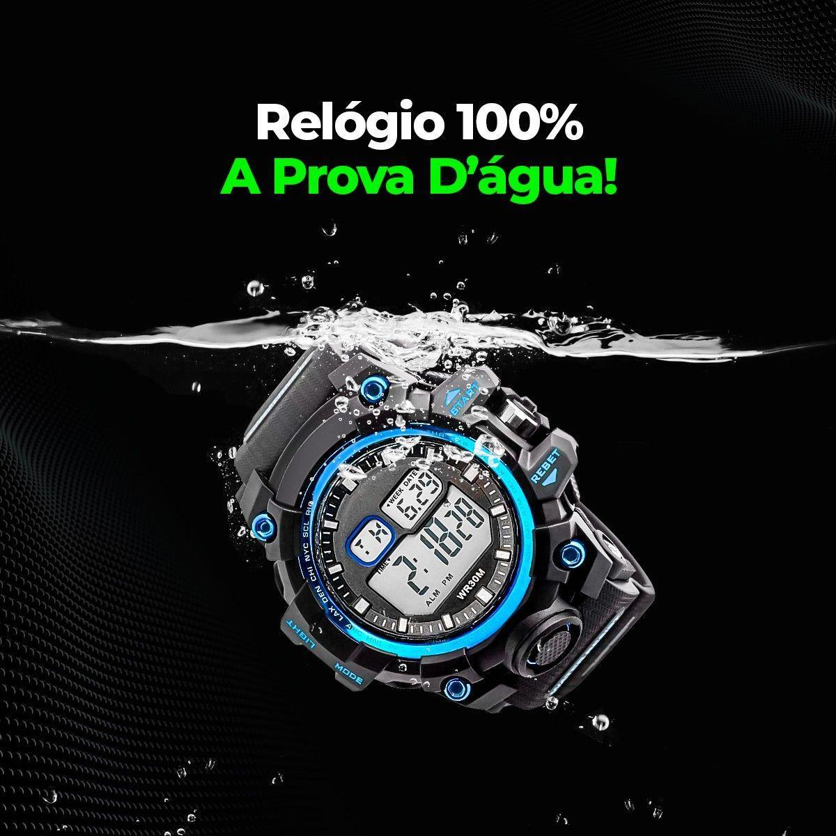 Miniatura Relogio Digital Prova Dagua + Caixa Grande Cronometro Alarme