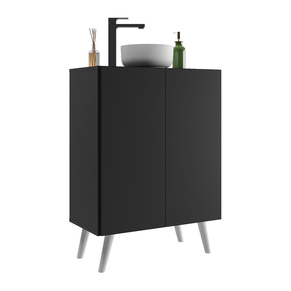 Miniatura Gabinete Banheiro 2 Portas Retrô 63cm Multimóveis MP5006 Preto/Branco