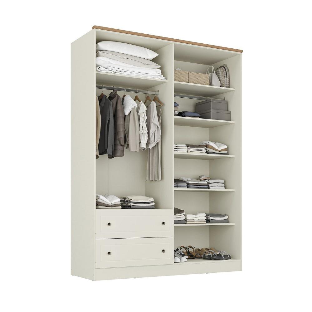 Guarda-roupa Solteiro 4 Portas 2 Gavetas Ananda Cabecasa Madeiramadeira OFFWHITE