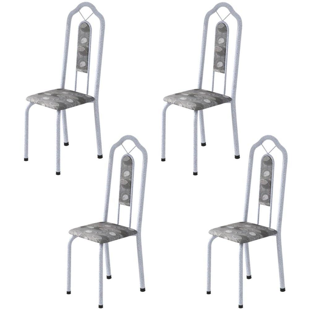Miniatura Kit 4 Cadeiras Tubular Bianca Soma Móveis Martelado Pérola/Paraopeba
