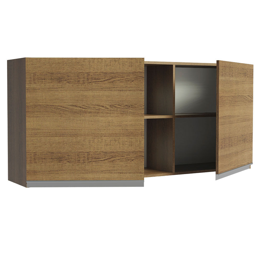 Miniatura Armário Aéreo Madesa Glamy 150 cm 2 Portas e 2 Nichos Rustic Cor:Rustic