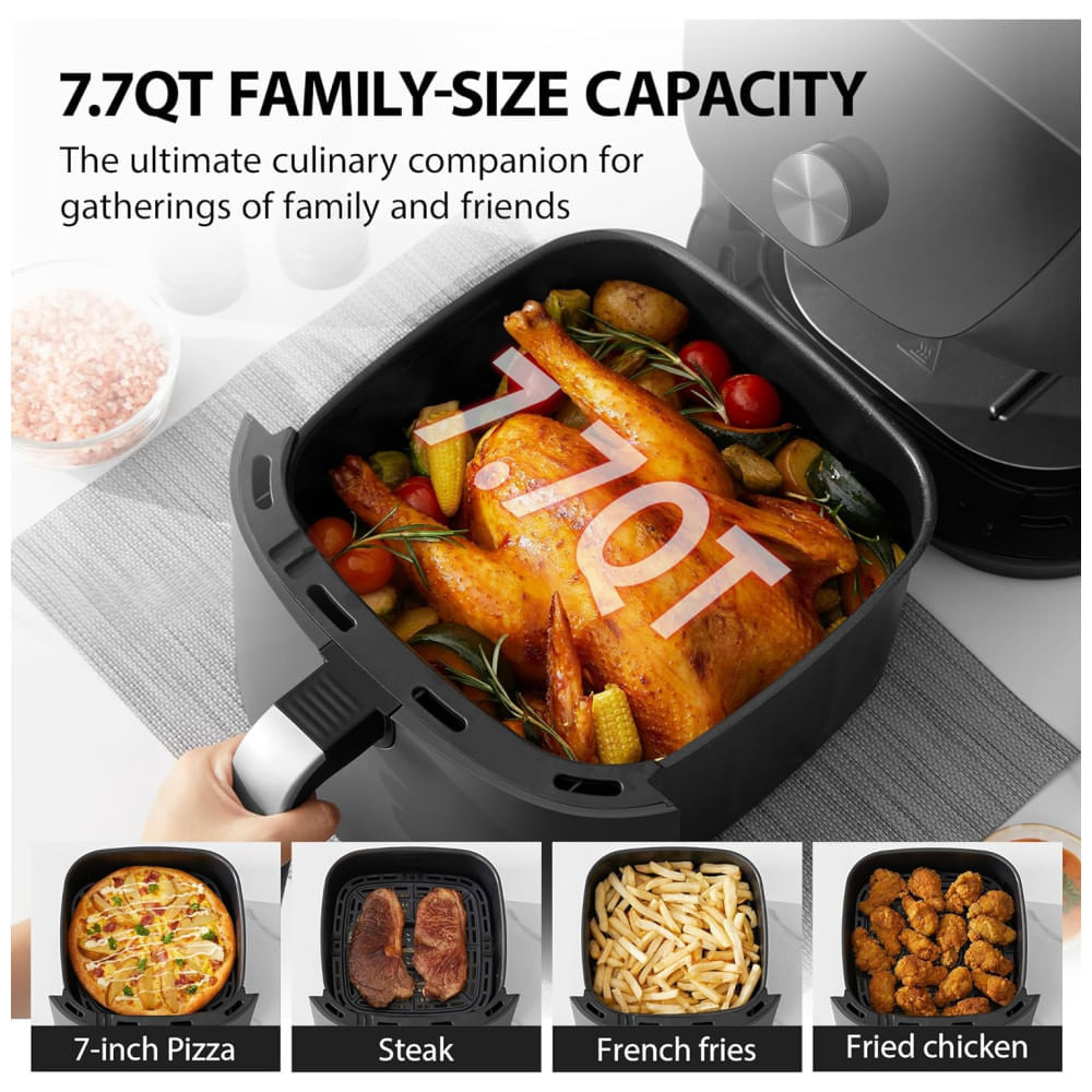 Miniatura Fritadeira Elétrica Air Fryer 7,2L com 12 Menus Predefinidos e Função Menu-IQ, 110V, TOSHIBA, Cinza Metálico 110v