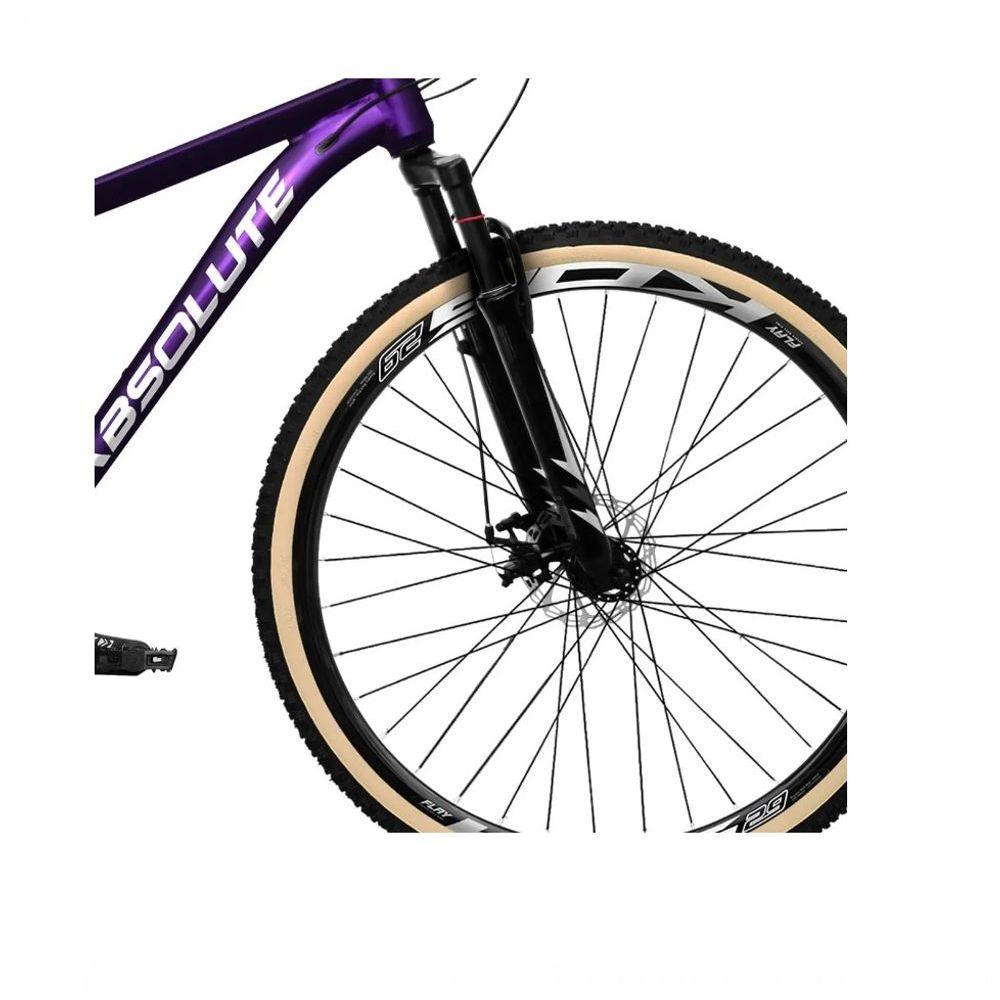 Miniatura Bicicleta Aro 29 Absolute Nero 5 Câmbios Shimano Deore/altus 27v Freio A Oléo Garfo C/trava Pneu C/faixa -roxo Tam.15