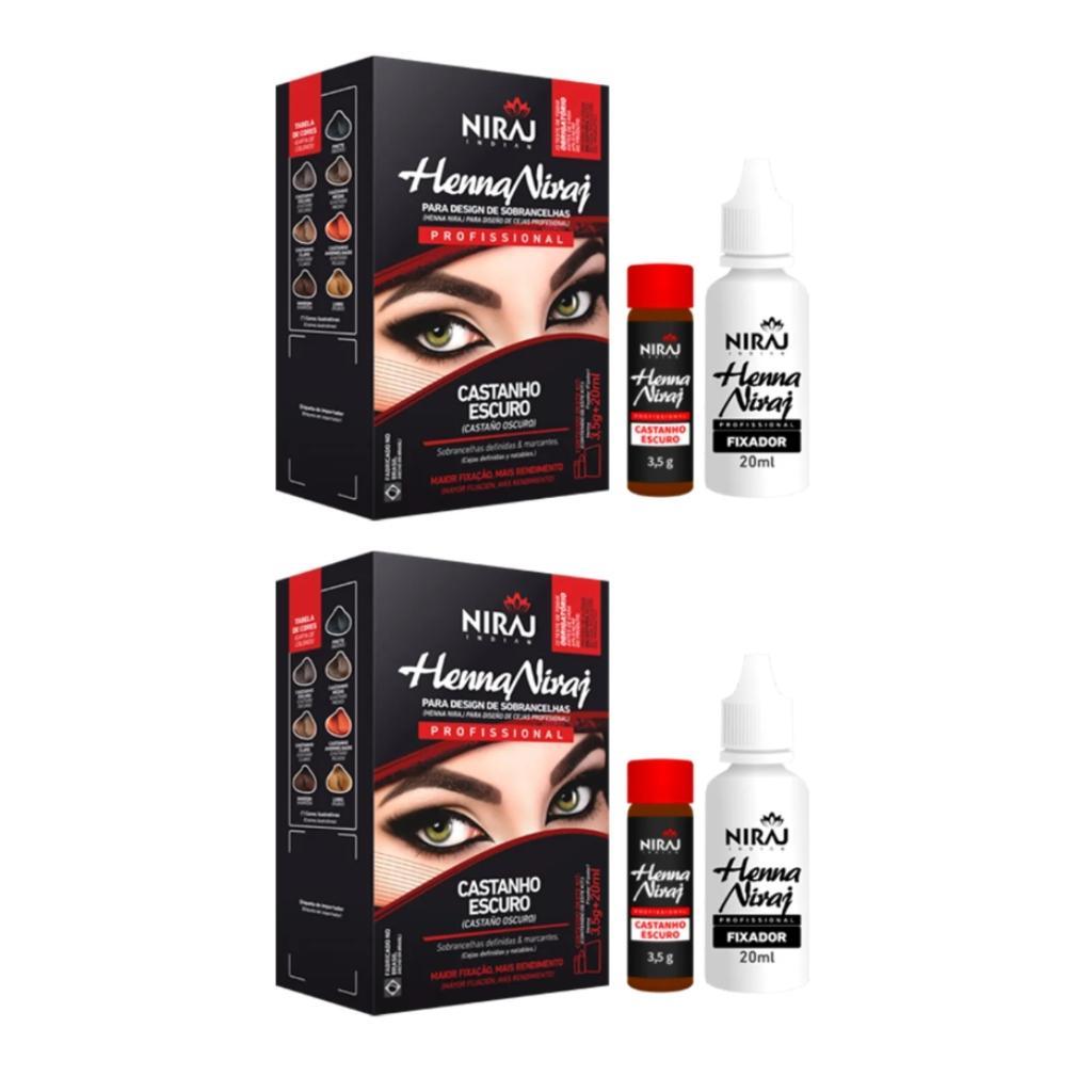 Miniatura Henna Sobrancelhas Niraj 4G + Fixador Cast Esc - Kit Com 2Un