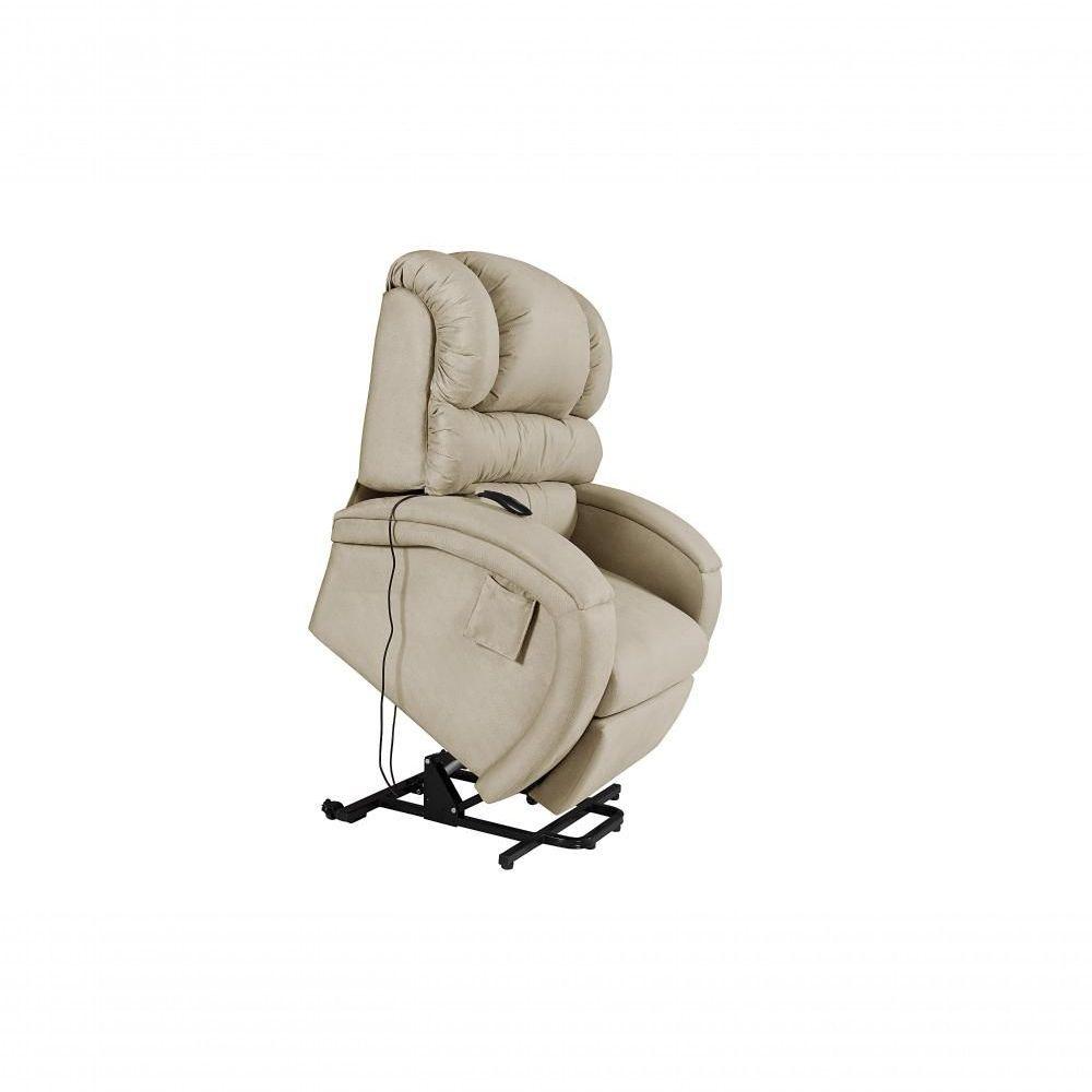 Miniatura Cadeira Poltrona Reclinável Imperial Motorizada Para Amamentação Suede Com Lift E Massageador Areia