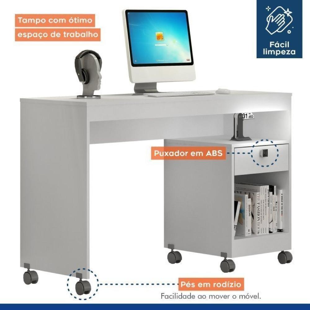 Conjunto Mesa para Computador Giga e Armário Multiuso 2 Portas Natal Branco