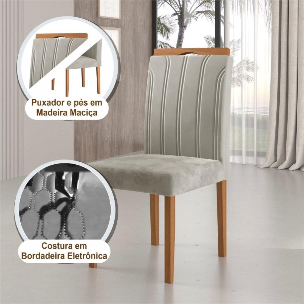 Kit 2 Cadeiras com Puxador 03 Madenova Móveis Bege/Mel