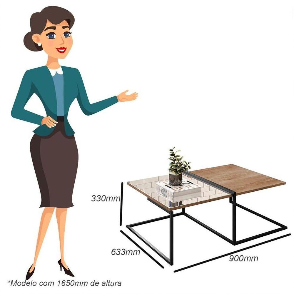 Miniatura Aparador Espelhado 1 Prateleira E Mesa De Centro preto