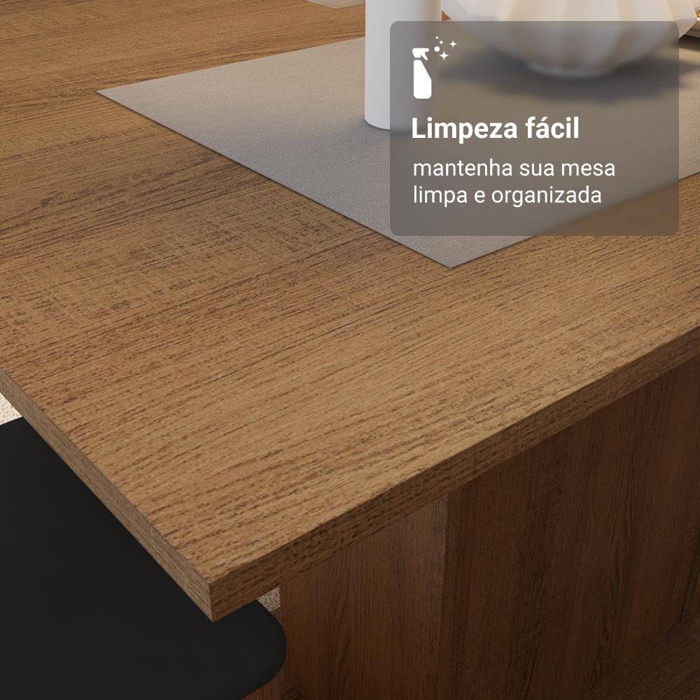 Conjunto Sala de Jantar Madesa Talita Mesa Tampo de Madeira 4 Cadeiras - Rustic/Preto/SintPreto Rustic/Preto/Sintético Preto