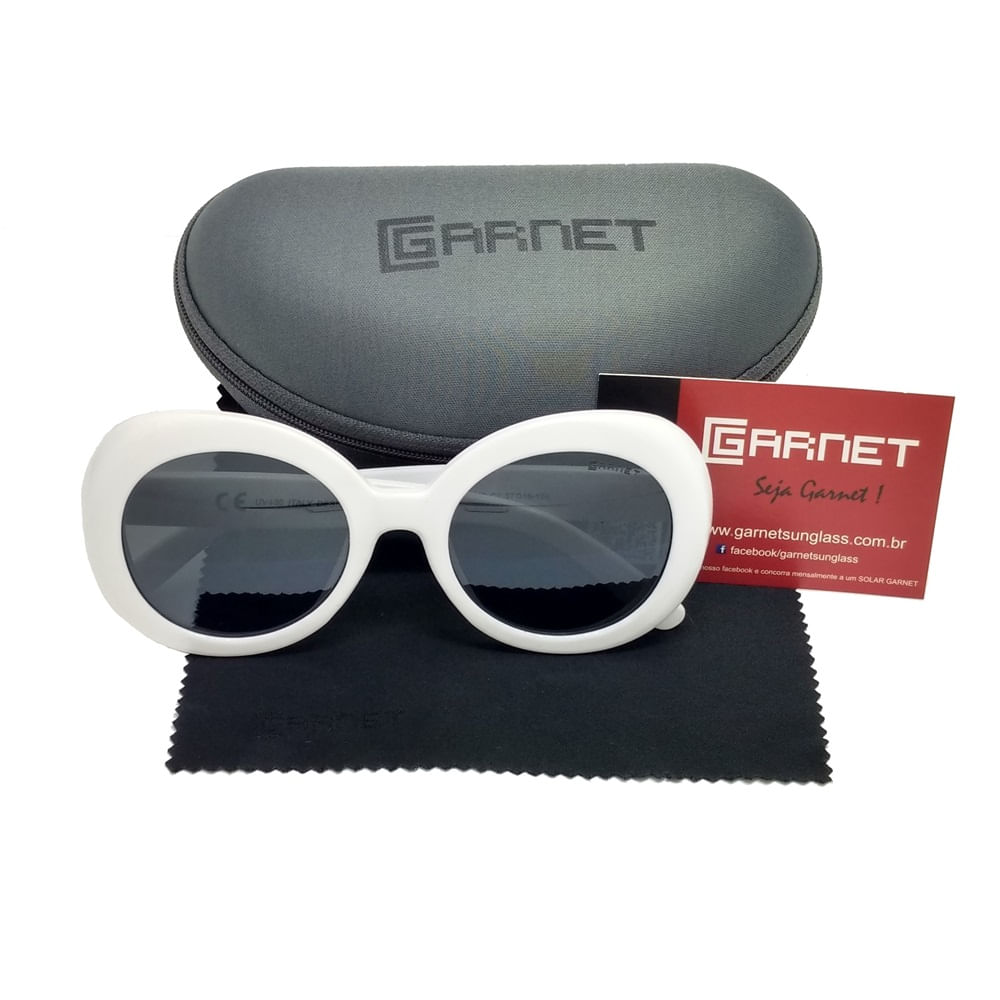 Miniatura Óculos De Sol Lente UVA Garnet Redondo Flat Acetato Branco