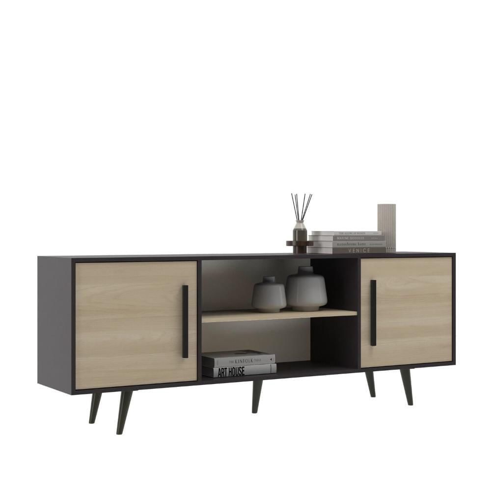 Miniatura Rack Atlas 178 Cm para Tv até 75 Polegadas Yescasa Grafite/Araguaia
