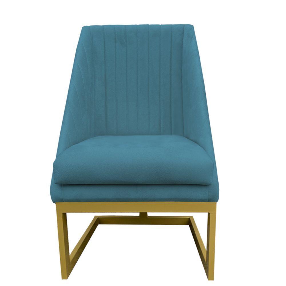 Miniatura Cadeira Para Sala De Jantar Ana Base De Ferro Suede Azul Tiffany D'classe Decor