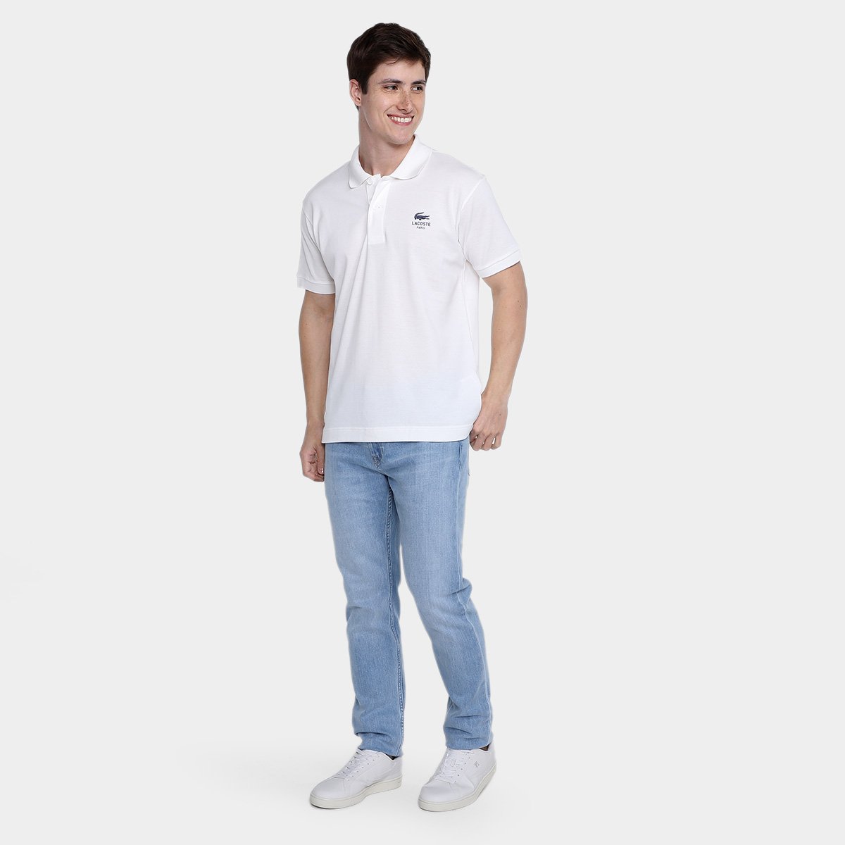 Miniatura Camisa Polo Lacoste  Clássica Masculina Branco - G