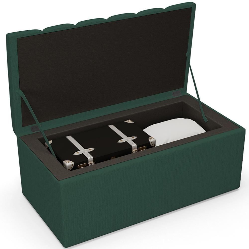 Miniatura Calçadeira Recamier Baú Dália 100X50cm W01 Verde Musgo