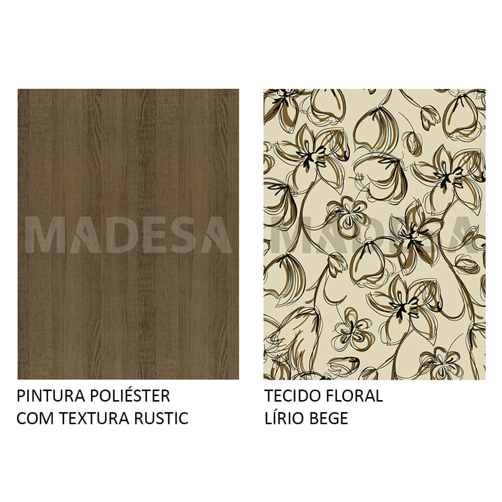 Conjunto Sala de Jantar Madesa Luana Mesa Tampo de Madeira com 4 Cadeiras Rustic/Lírio Bege Cor:Rustic/Lírio Bege