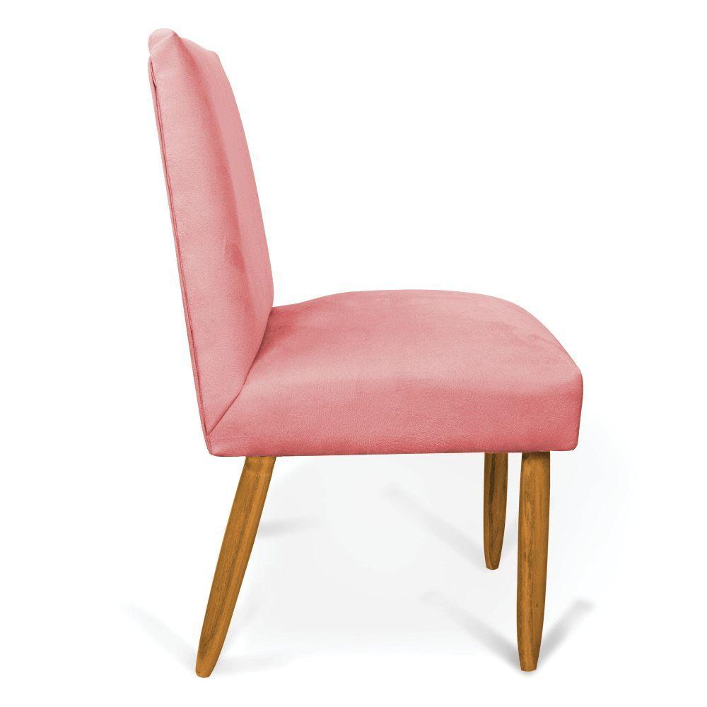Miniatura Kit 4 Cadeiras De Jantar Carol Suede Pés Palito Castanho - D'rossi Cor Rose