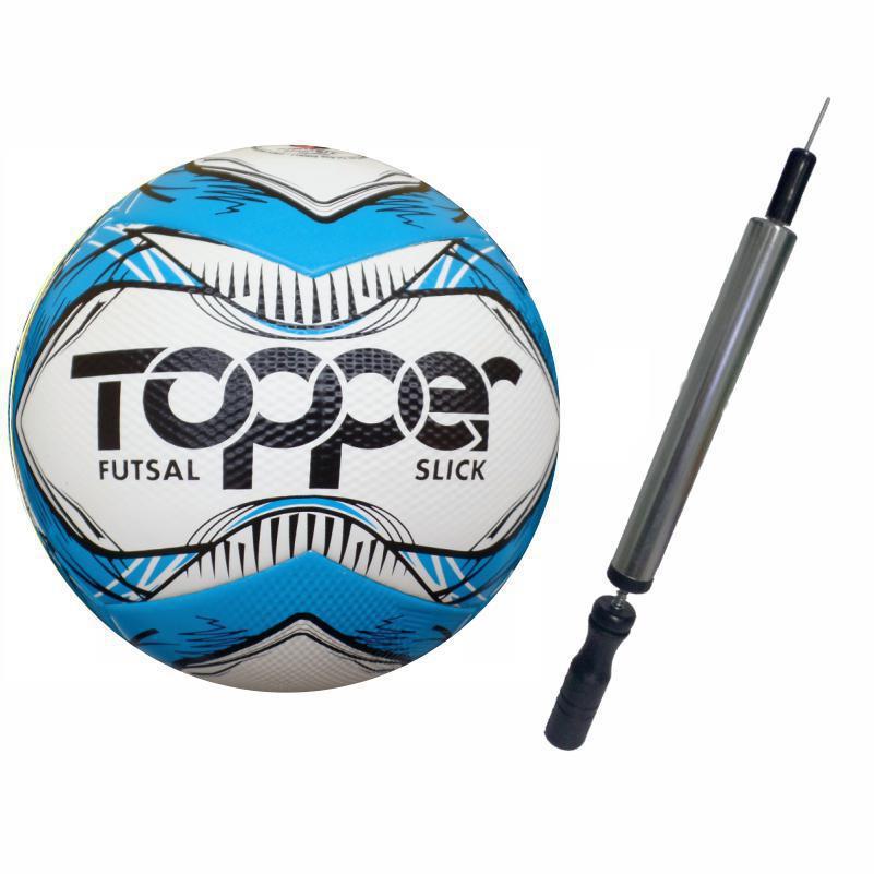 Miniatura Bola Futebol Futsal Topper Slick Oficial Azul + Inflador