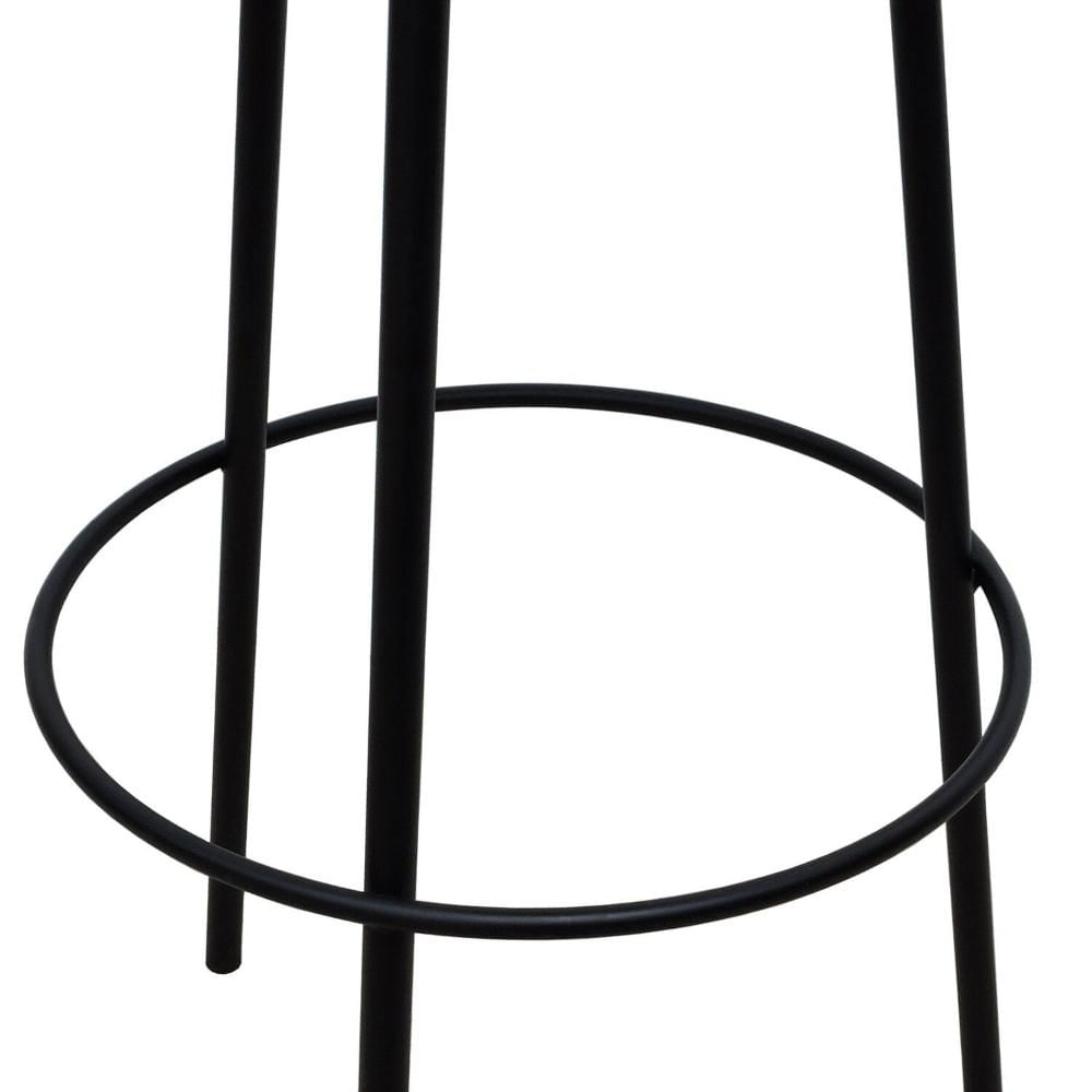 Banqueta Alta Bistrô Tripé Metal Assento Madeira Preto/Amêndoa