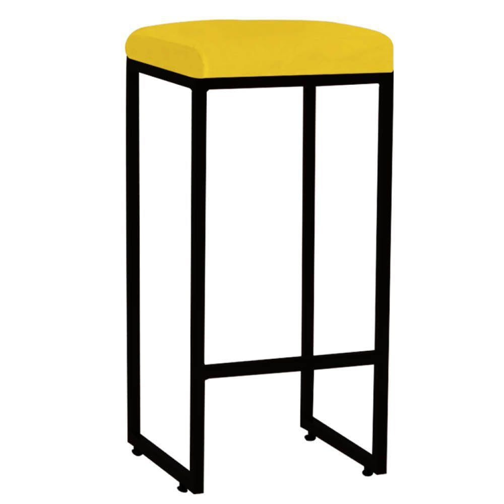 Miniatura Banqueta Alta Lara Para Cozinha Bar Bistrô Churrasqueira Ferro Bronze Corino Amarelo - Amey Decor
