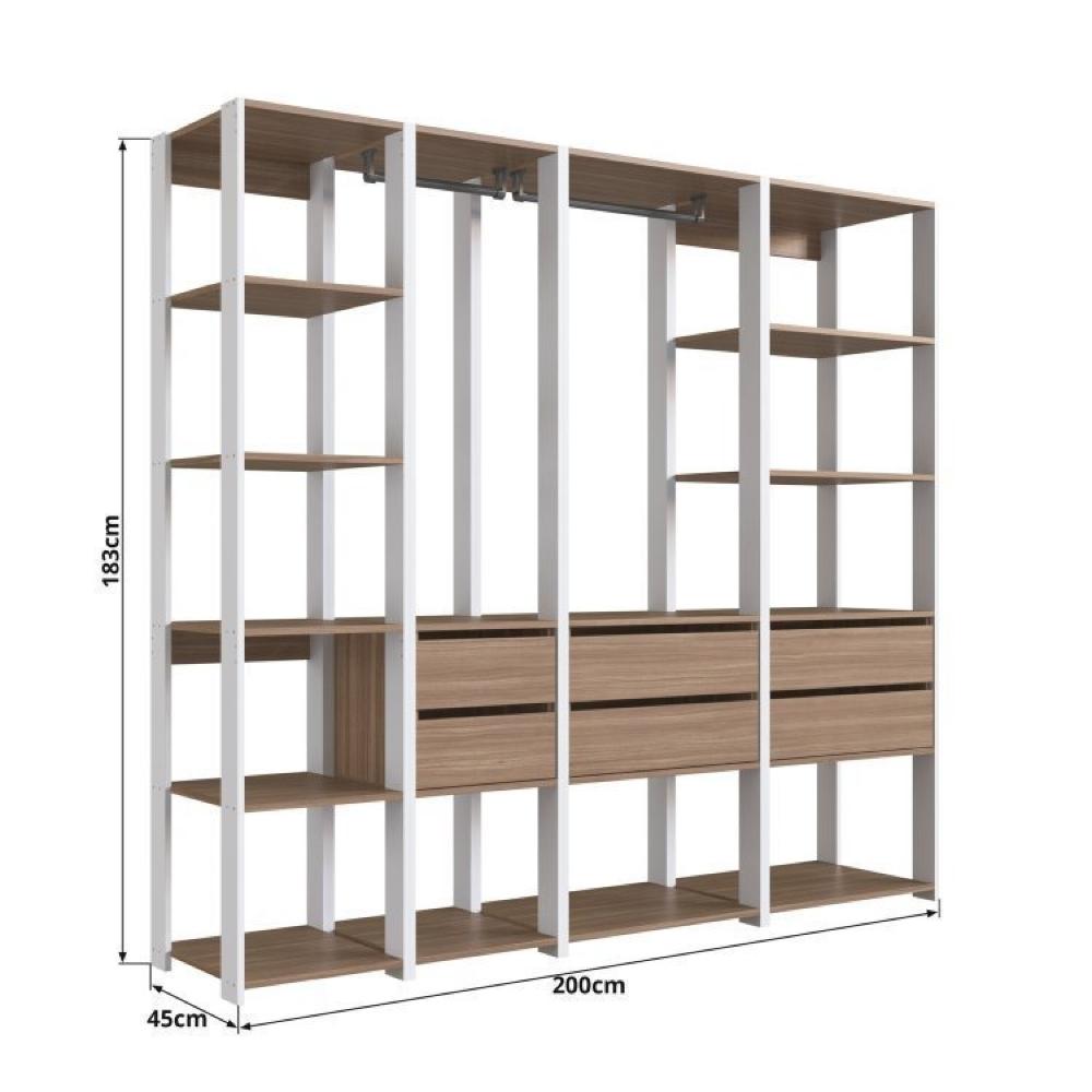 Miniatura Guarda Roupa Closet 4 Peças com 2 Cabideiros 6 Gavetas e 11 Nichos Easy Branco/Montana