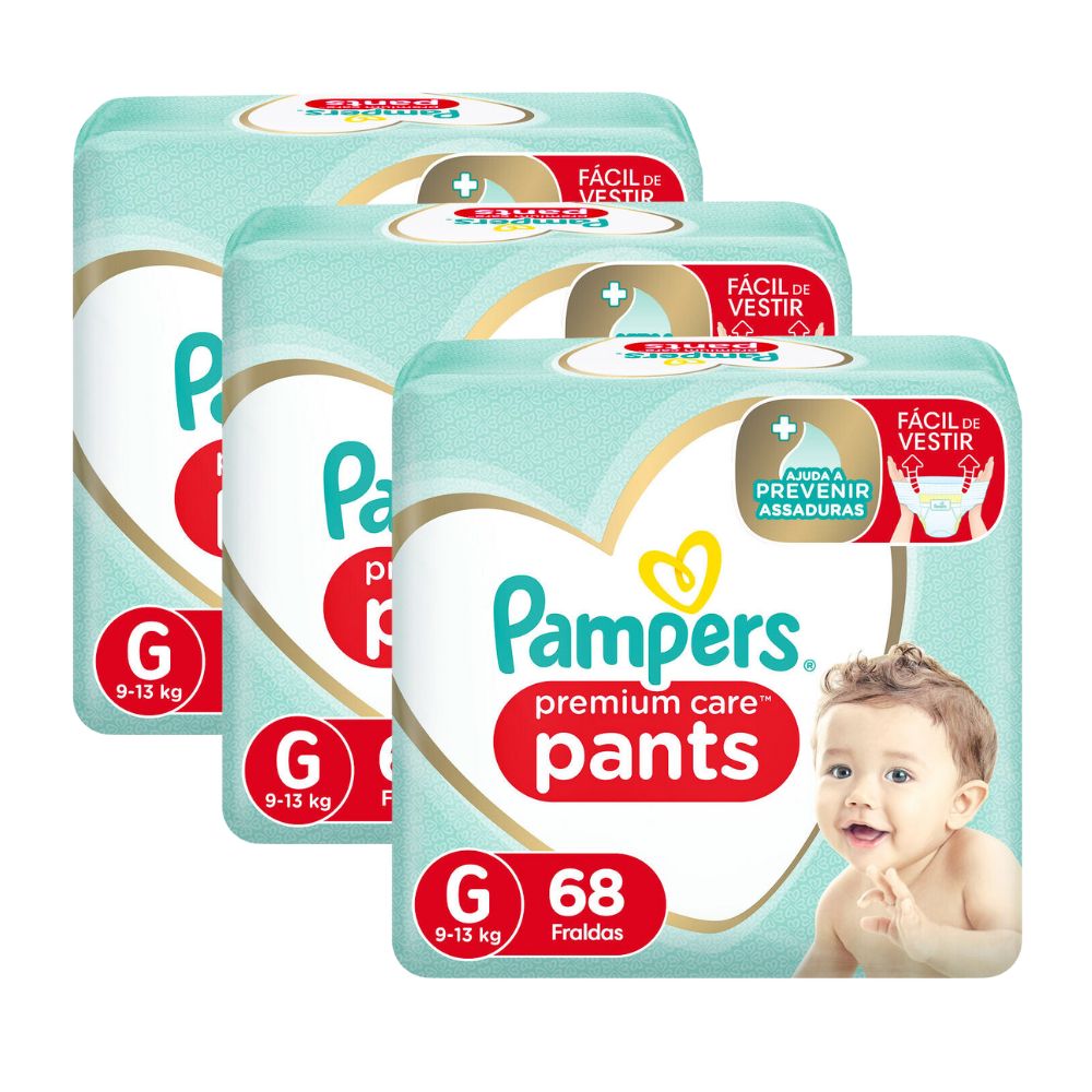 Miniatura Kit 3 Fralda Pampers Pants Premium Care G 68 Unidades
