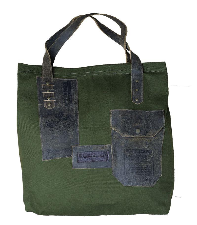 Miniatura Bolsa Tote Em Lona e Couro Legitimo