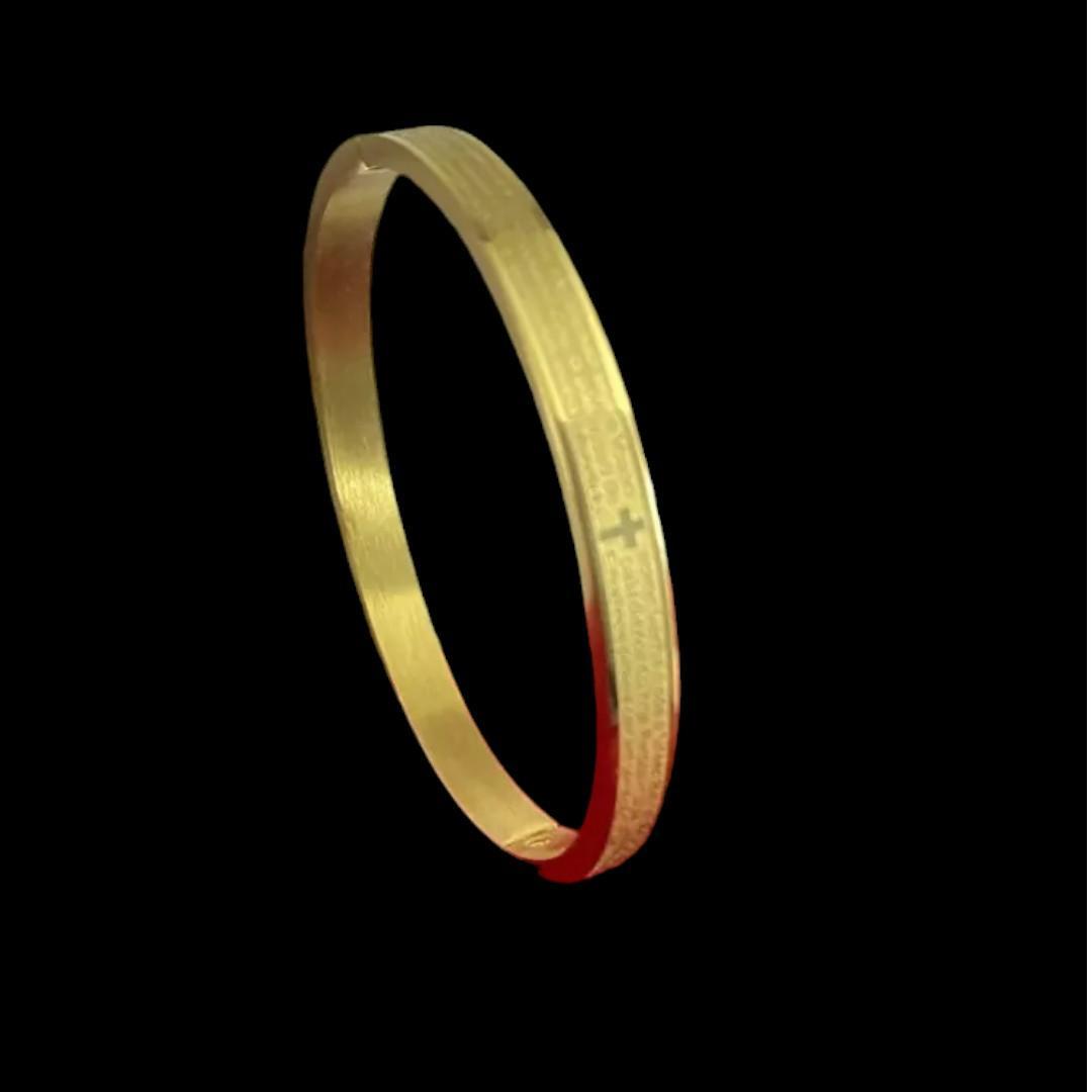 Miniatura Bracelete Liso Pai Nosso 6Mm - Banhado A Ouro 18K