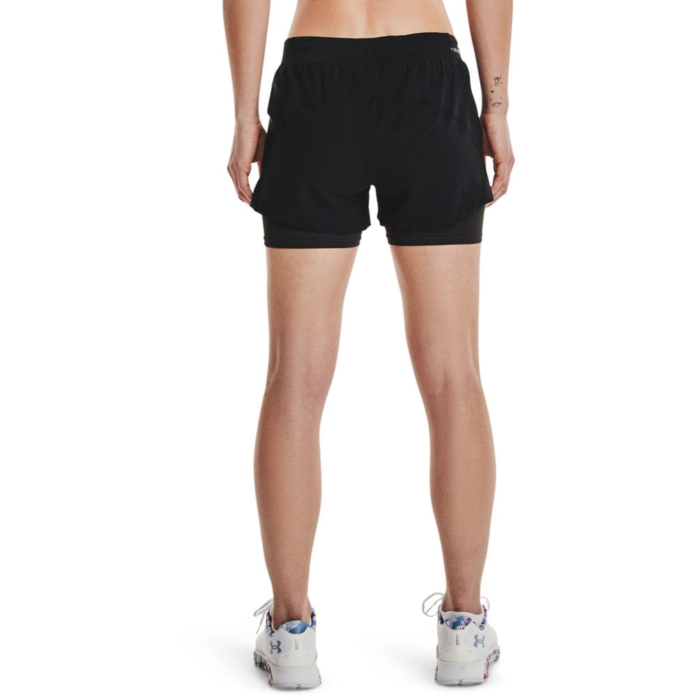 Miniatura Shorts de Corrida Feminino Under Armour IsoChill Run 2N1 Preto - G