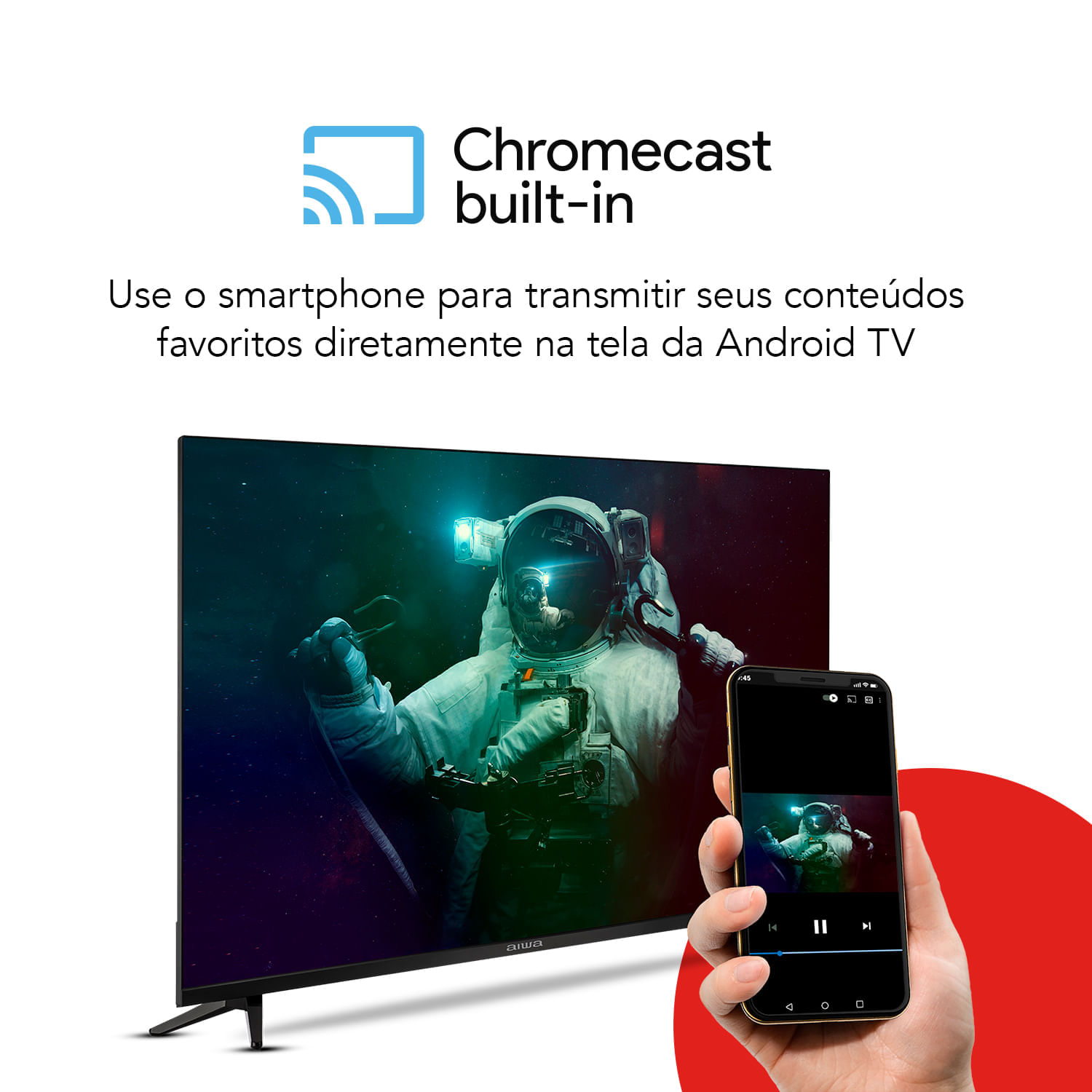Smart TV AIWA 43” Android Full HD Borda Ultrafina HDR10 Dolby Áudio AWS-TV-43-BL-02-A BIV