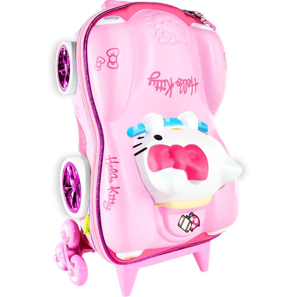 Kit Mochila De Rodinhas E Lancheira 3D Hello Kitty Carro
