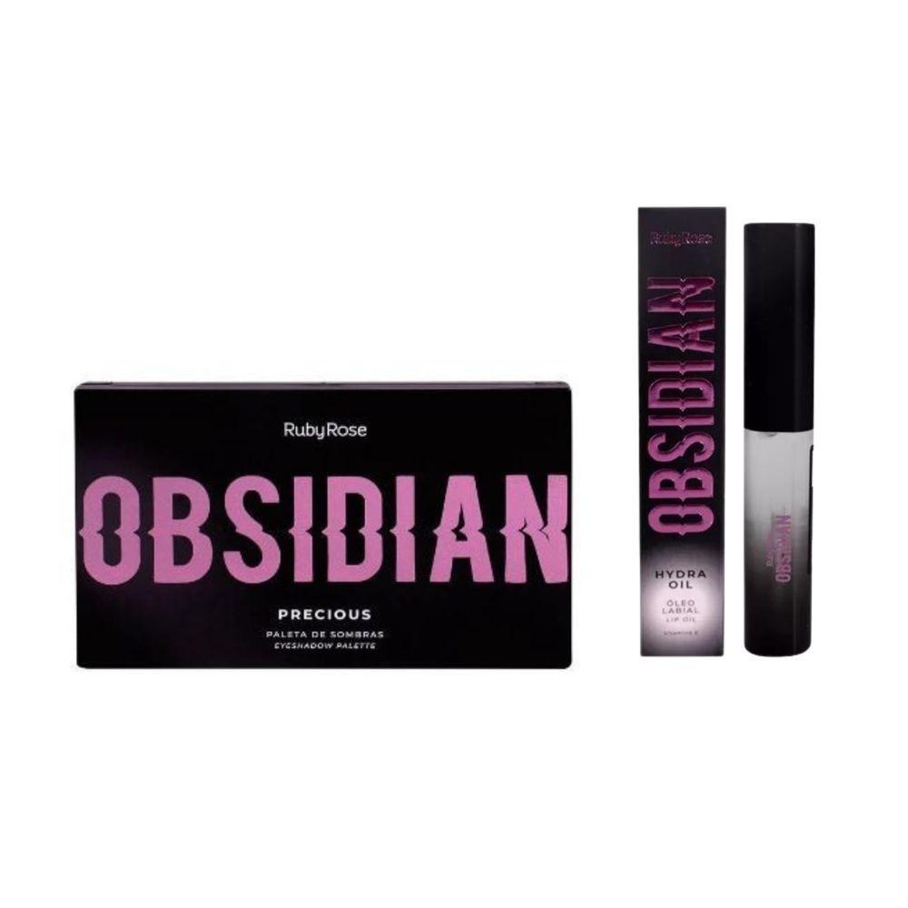 Miniatura Kit Ruby Rose Obsidian Paleta De Sombras Precious + Lipoil