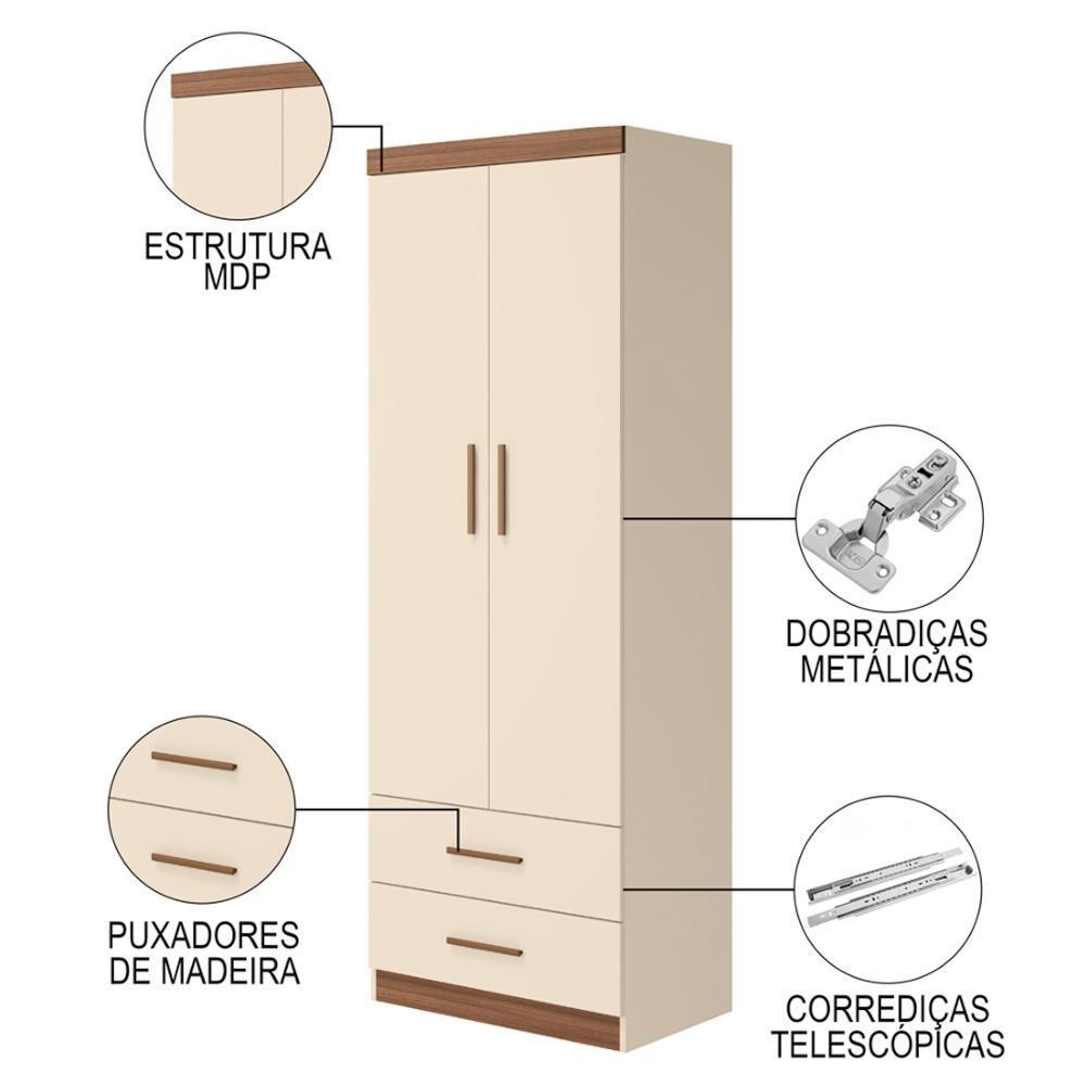 Miniatura Quarto Infantil Modulado 4 Portas Com Bicama Chiara Off White-carvalho - Phoenix