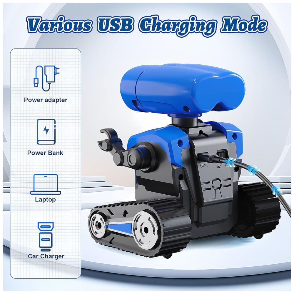 Miniatura Robô com Demonstração Automática para Crianças, Controle Remoto, Robô Recarregável com Olhos LED, Robô Inteligente Azul para Crianças,MindPal.