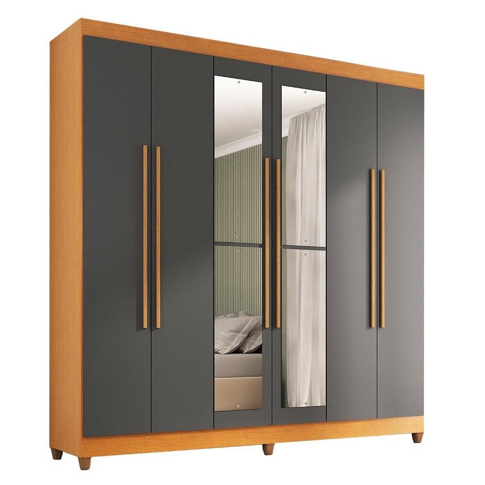 Miniatura Guarda-roupa Casal com Espelho Apolo Freijó / Grafite