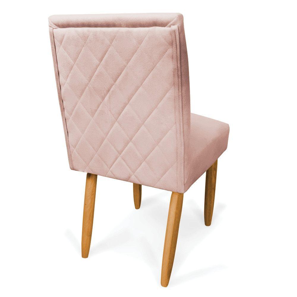 Miniatura Kit 2 Cadeiras De Jantar Carol Veludo Pés Palito Castanho - D'rossi Cor Rose