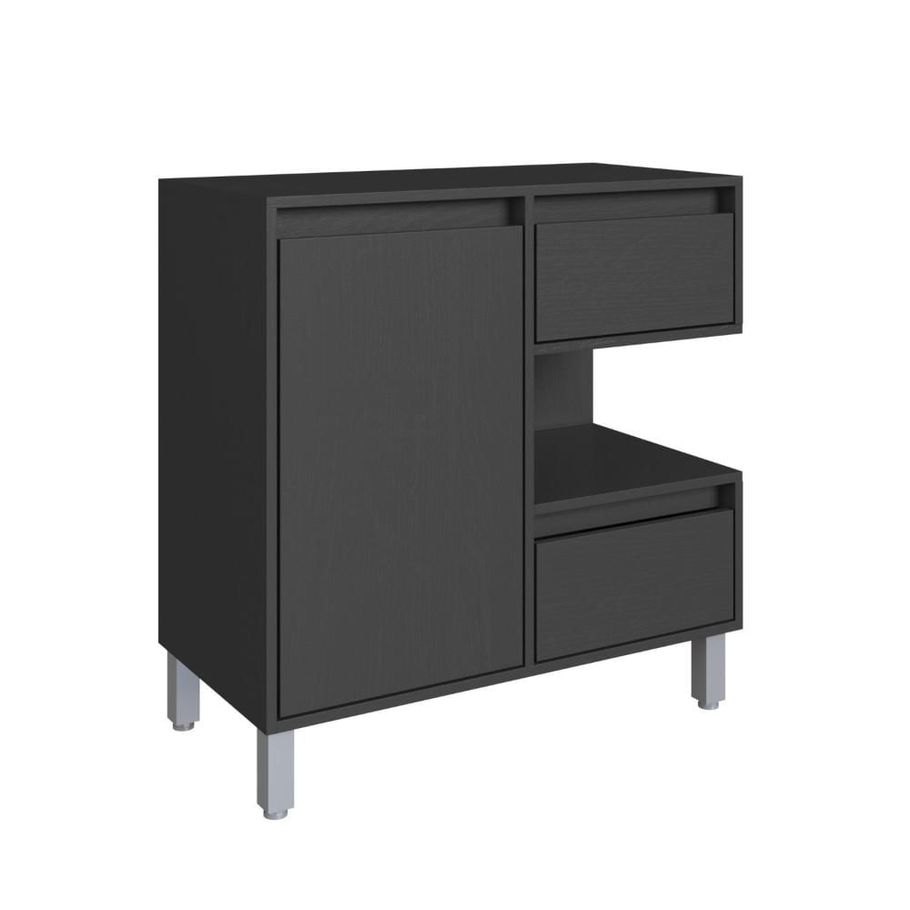 Miniatura Gabinete para Banheiro 80cm 2 Gavetas 1 Porta 1 Nicho sem Cuba Paula Grafite