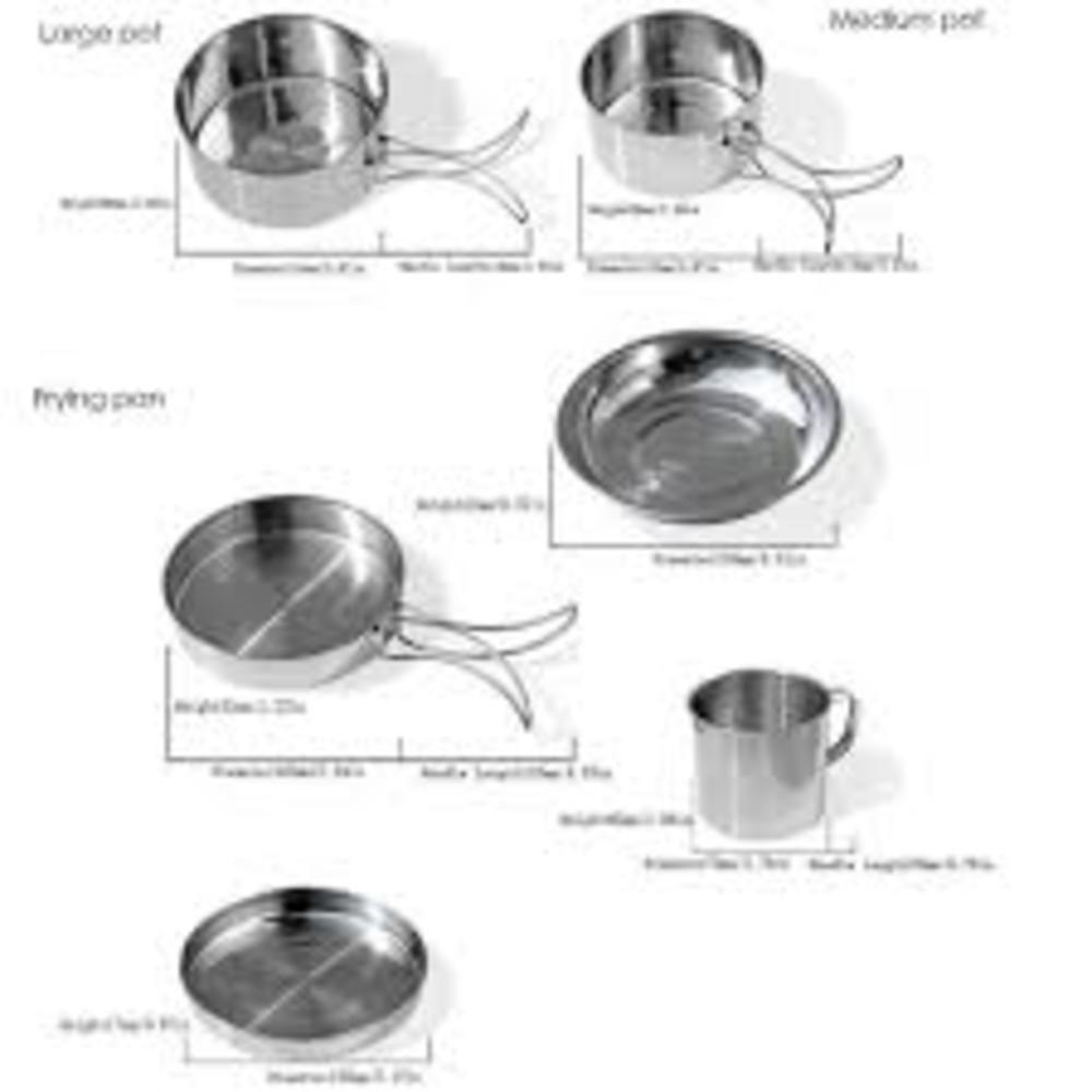 Miniatura Kit Panelas Em Inox Camping Cozinha Acampamento Outdoor Completo 8 Peças Panela Viagem Praia Pesca