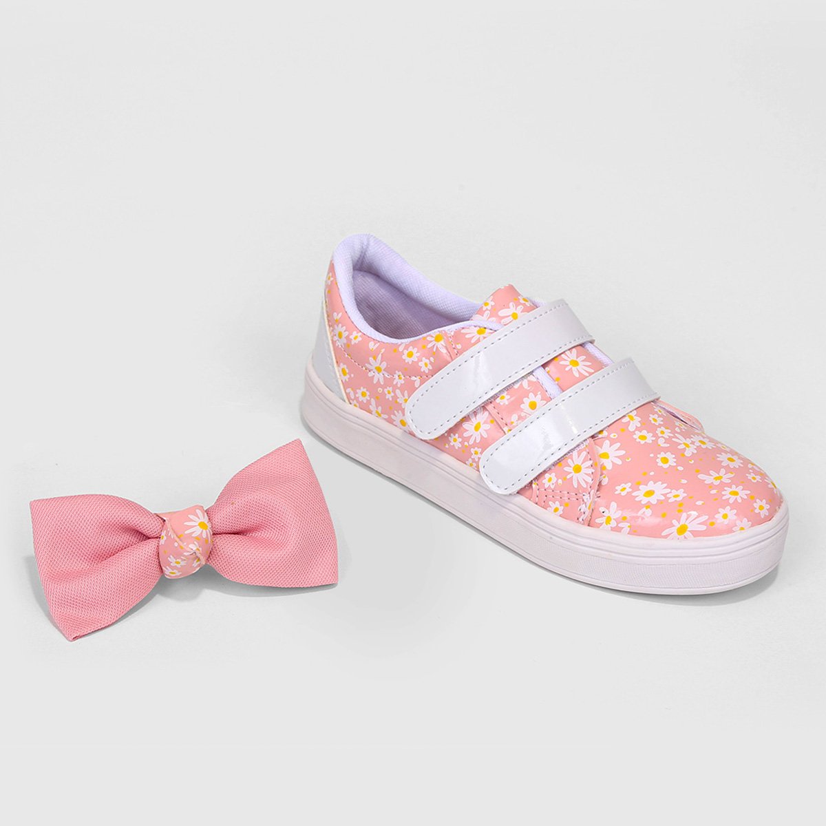 Miniatura Tênis Infantil Tininha Floral Menina Rosa+Branco - 20
