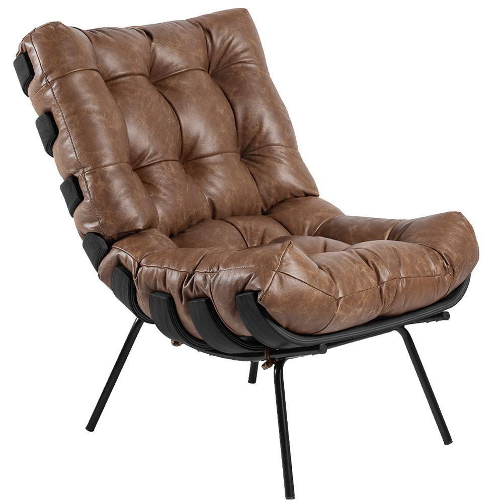 Miniatura Poltrona Costela Preto L04 Couro Mel