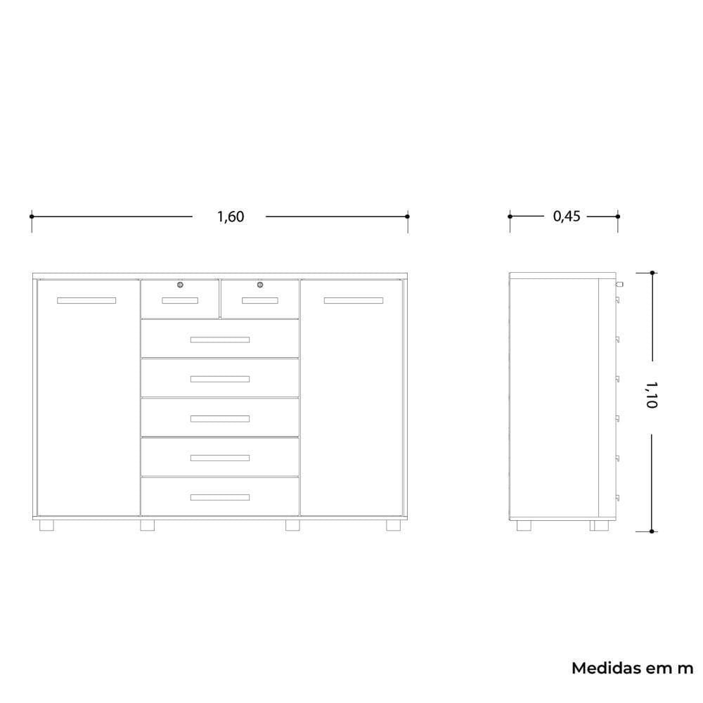 Miniatura Cômoda Fontana 2 Portas E 7 Gavetas Freijó-off White - Móveis Albatroz Freijó-off White