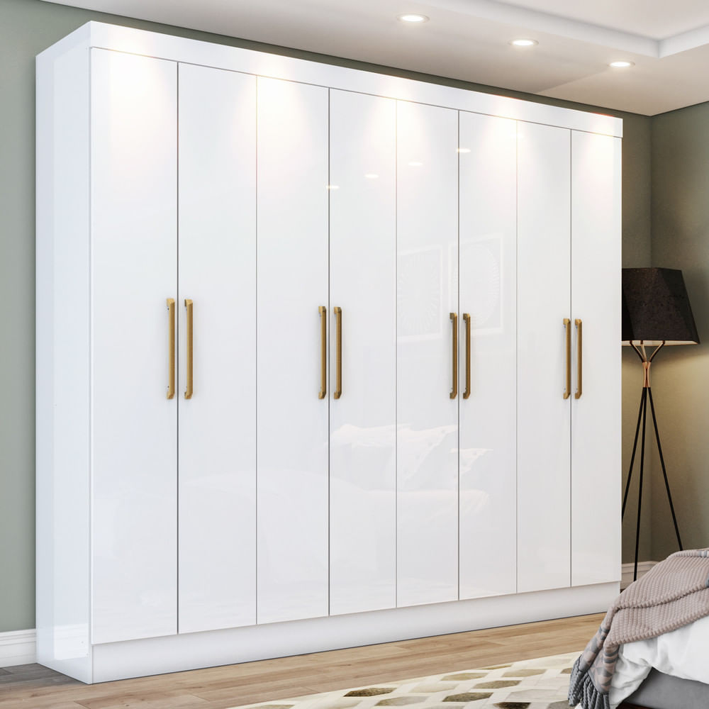 Miniatura Guarda Roupa Casal 8 Portas 4 Gavetas Malibu Casa 812 Branco