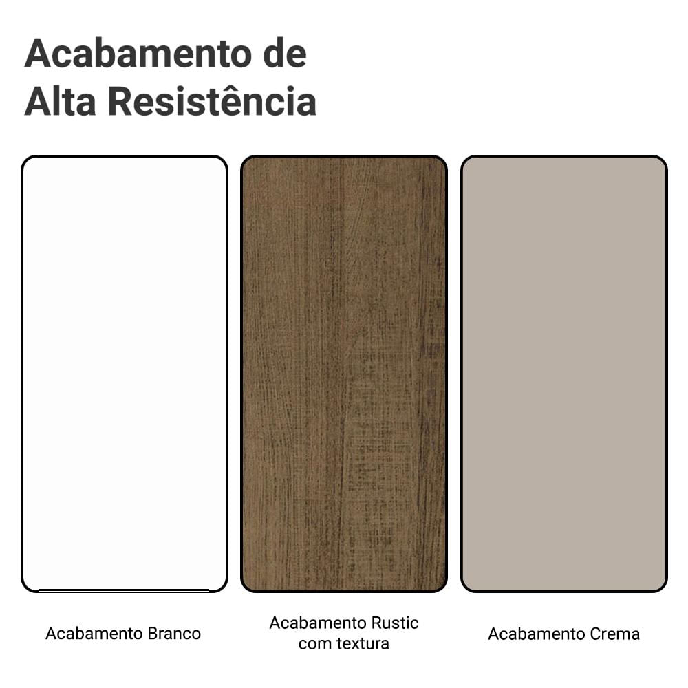 Armário de Cozinha Completa 100% MDF 300 cm Branco/Rustic/Crema Smart Madesa 04 Branco/Rustic/Crema