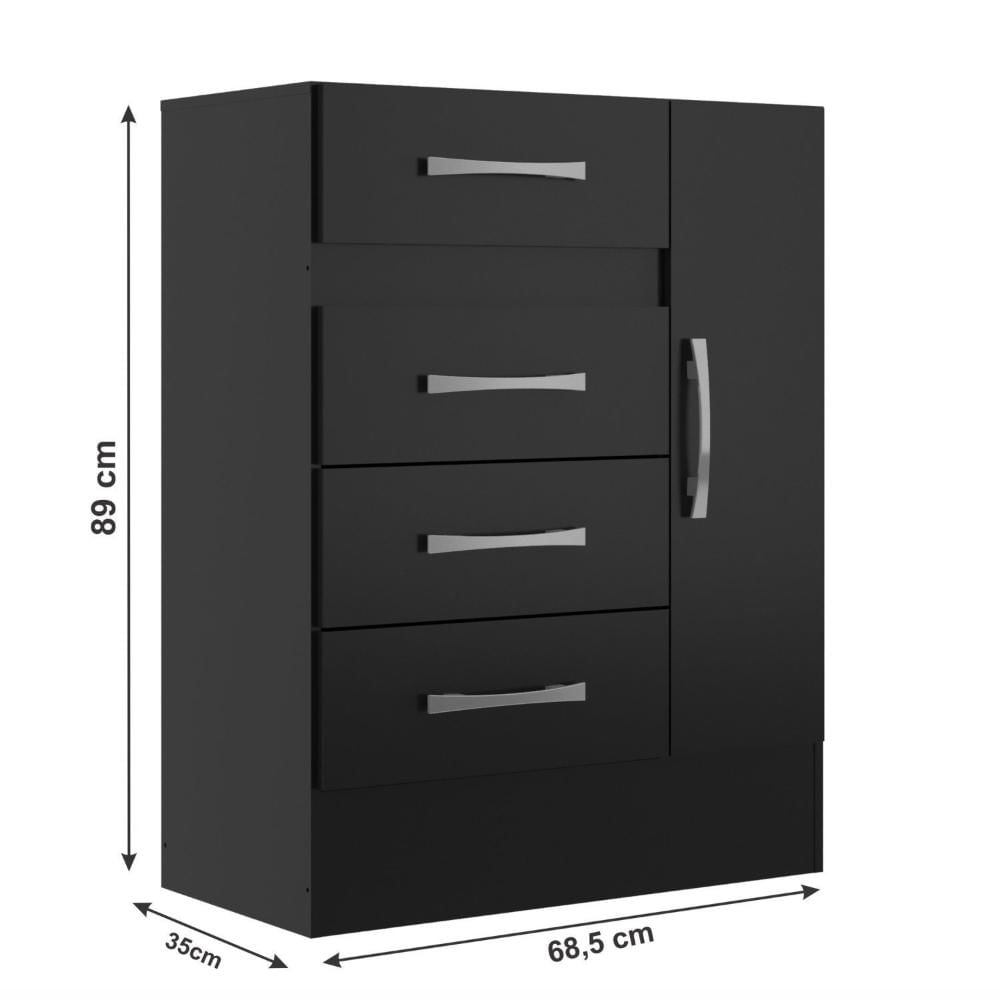 Miniatura Cômoda Sapateira Grande 4 Gavetas 1 Porta MARRON