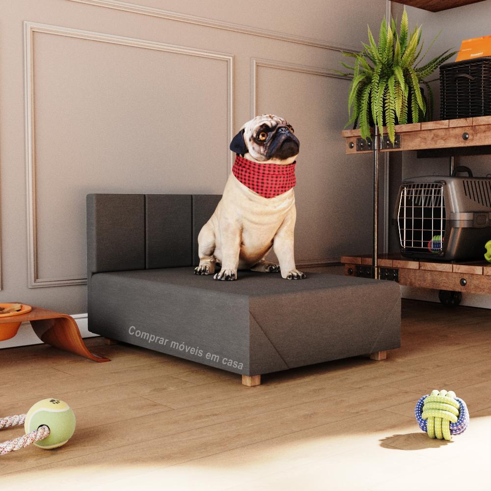 Miniatura Cama Box Pet Cachorro Porte Menor 60 cm Madeira Maciça Cinza