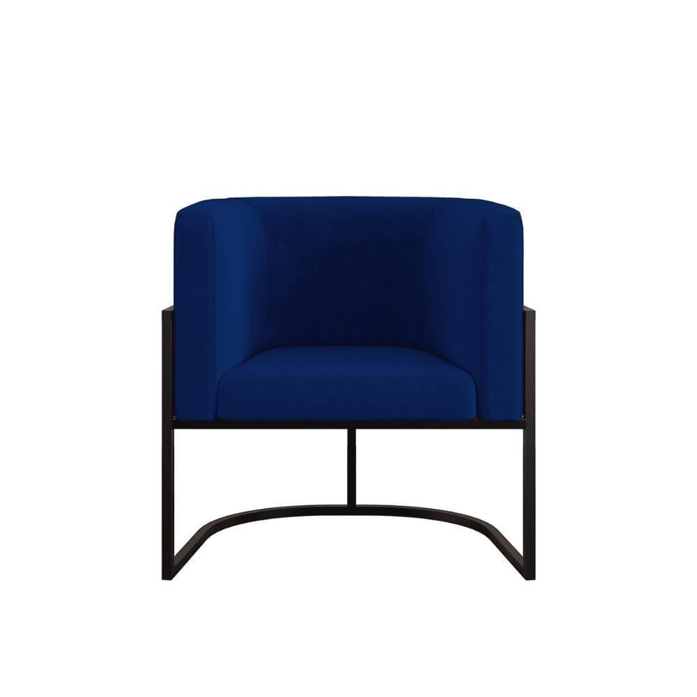 Miniatura Kit 04 Poltronas Lua Sala Decorativa Base De Ferro Black Azul Marinho