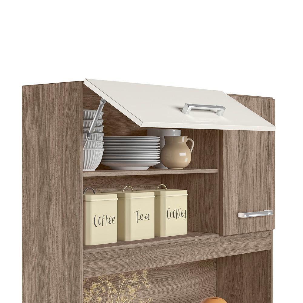 Armário Cozinha Magazin 90 5 Portas 1 Gaveta Carvalho Nature/off White Cristal Nicioli Carvalho Nature/off White