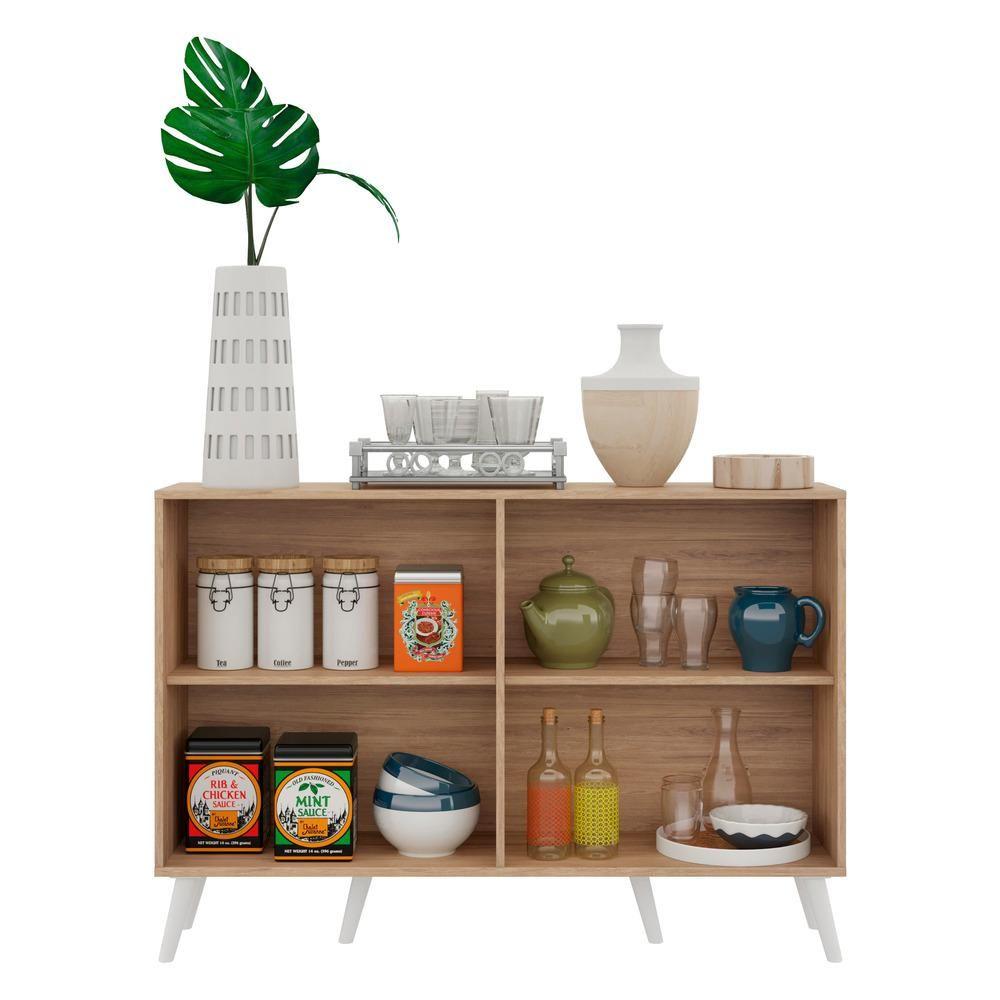 Miniatura Aparador Buffet 4 Portas Com Pés Retrô Viena Rustic/branco